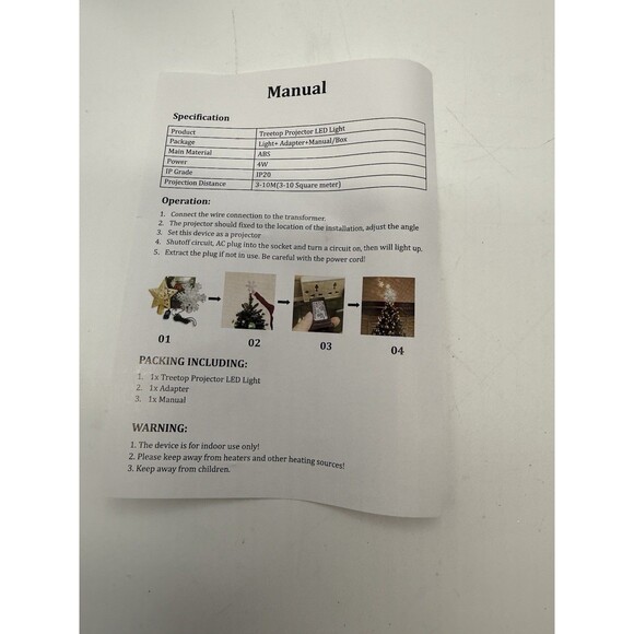 Christmas Tree Topper Star Projector Snowflake 3D Rotating Glitter LED Decor US - Picture 9 of 10